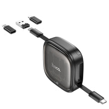 Заредете изображение във визуализатора на галерията – Кабел Hoco All-in-one retractable charging data cable set PD 3A 60W U140 0,95 m черен
