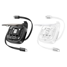 Заредете изображение във визуализатора на галерията – Кабел Hoco All-in-one retractable charging data cable set PD 3A 60W U140 0,95 m черен
