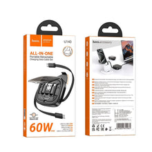 Заредете изображение във визуализатора на галерията – Кабел Hoco All-in-one retractable charging data cable set PD 3A 60W U140 0,95 m черен
