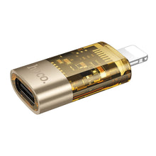 Заредете изображение във визуализатора на галерията – HOCO adapter OTG Lightning (male) to Type C (female) UA36A transparent gold
