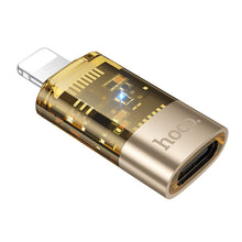 Заредете изображение във визуализатора на галерията – HOCO adapter OTG Lightning (male) to Type C (female) UA36A transparent gold
