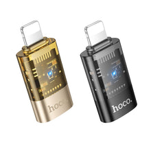 Заредете изображение във визуализатора на галерията – HOCO adapter OTG Lightning (male) to Type C (female) UA36A transparent gold
