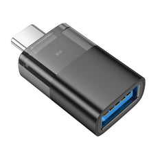 Заредете изображение във визуализатора на галерията – HOCO adapter OTG Type C (male) to USB A (female) UA36B transparent black
