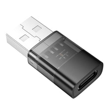 Заредете изображение във визуализатора на галерията – HOCO adapter USB A (male) to Typ C (female) UA36C transparent black
