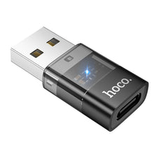 Заредете изображение във визуализатора на галерията – HOCO adapter USB A (male) to Typ C (female) UA36C transparent black
