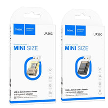 Заредете изображение във визуализатора на галерията – HOCO adapter USB A (male) to Typ C (female) UA36C transparent black
