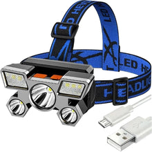 Заредете изображение във визуализатора на галерията – Head flashlight LED rechargeable 9 x LED strong RC-K-1227 black
