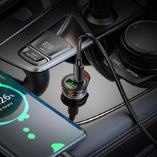 Заредете изображение във визуализатора на галерията – HOCO car charger USB A + Type C + cable Type C to Type C PD QC3.0 43W NZ16A metal gray
