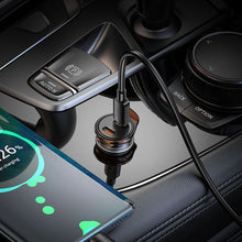 Заредете изображение във визуализатора на галерията – HOCO car charger 2 x Type C + cable Type C to Type C PD QC 45W NZ16B metal gray
