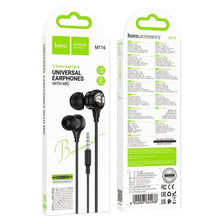 Заредете изображение във визуализатора на галерията – HOCO wire earphones Jack 3,5 mm with microphone M116 black
