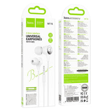 Заредете изображение във визуализатора на галерията – HOCO wire earphones Jack 3,5 mm with microphone M116 white
