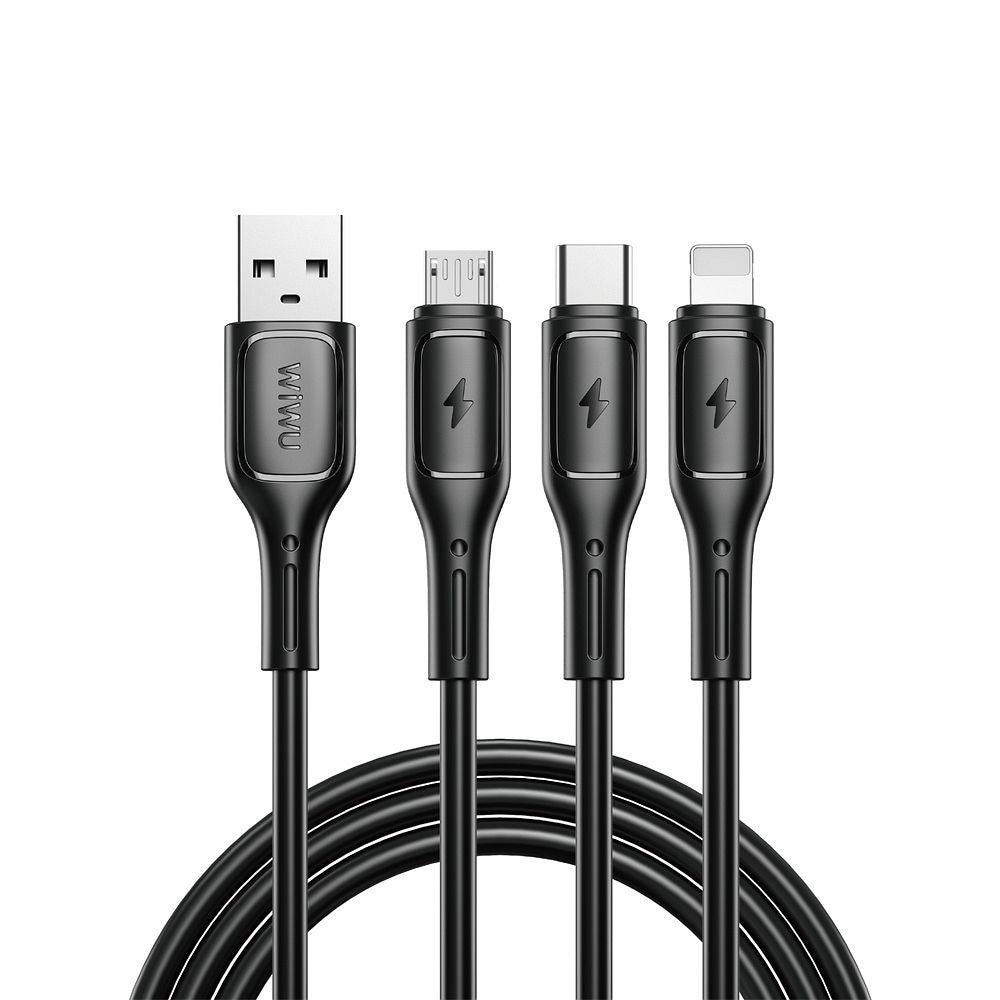 WiWU - Starlink Series Data Cable Wi-045E 3w1 USB A to USB C, Micro USB, Lightning 3,1A 1m - black