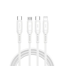 Заредете изображение във визуализатора на галерията – WiWU - Starlink Series Data Cable Wi-046E 3w1 USB C to USB C, Micro USB, Lightning 60W 1m - white
