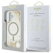 Заредете изображение във визуализатора на галерията – GUESS case for IPHONE 16 compatible with MagSafe GUHMP16SRGRGED (Resin Bottom Glitter) gold
