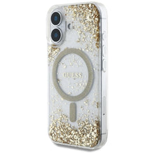 Заредете изображение във визуализатора на галерията – GUESS case for IPHONE 16 compatible with MagSafe GUHMP16SRGRGED (Resin Bottom Glitter) gold
