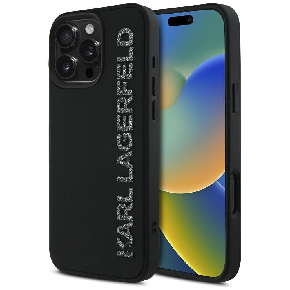 Оригинален гръб KARL LAGERFELD за IPHONE 16 Pro Max KLHCP16XRBKGVCK (3D Rubber Elongated Glitter) черен