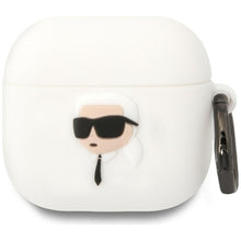 Заредете изображение във визуализатора на галерията – KARL LAGERFELD case for APPLE AirPods 4 KLA4RUNIKH (3D SIL NFT K) white
