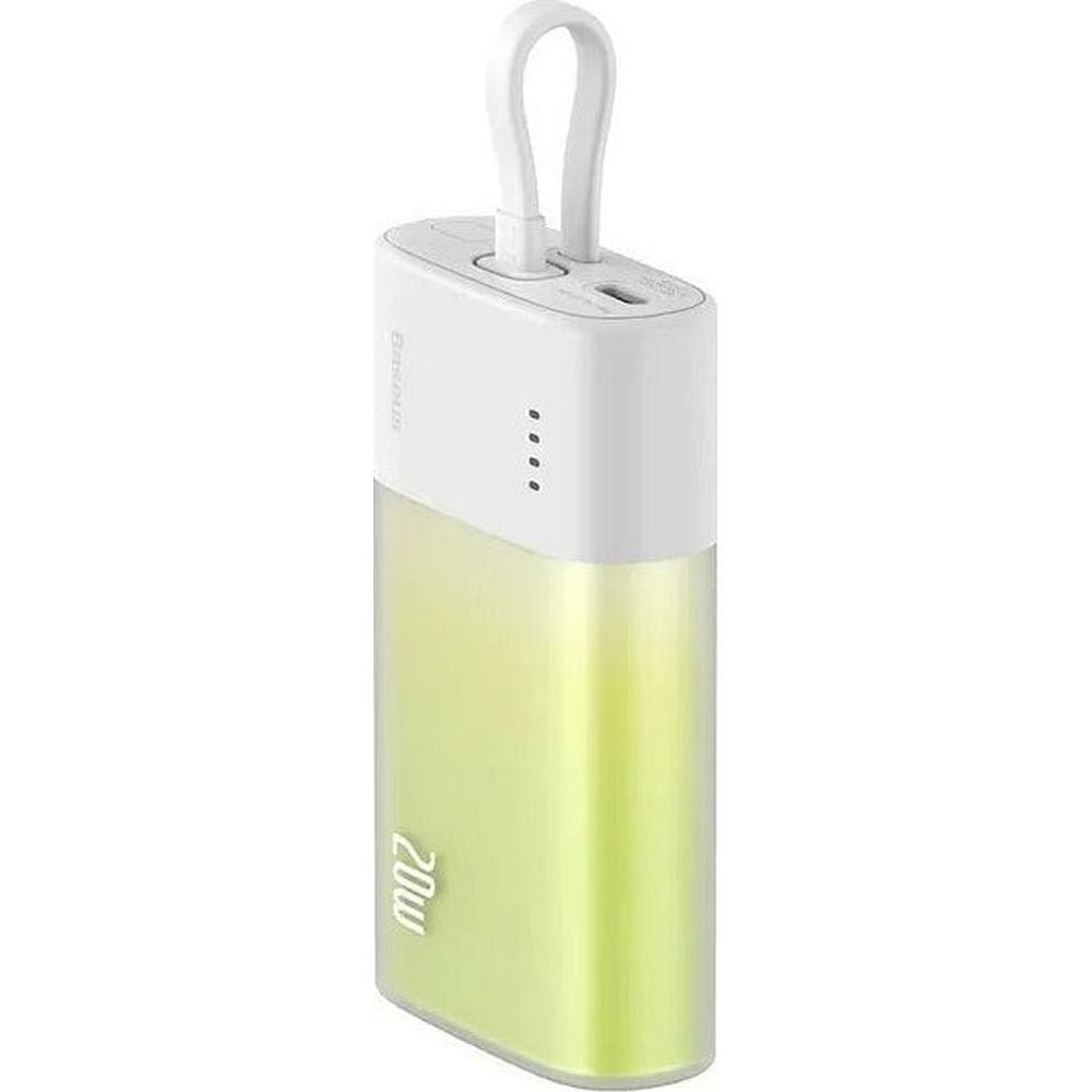 BASEUS powerbank 5200 mAh with built-in cable Lightning + cable Type C to Type C PD QC 2,4A 20W PPKDC05I white green