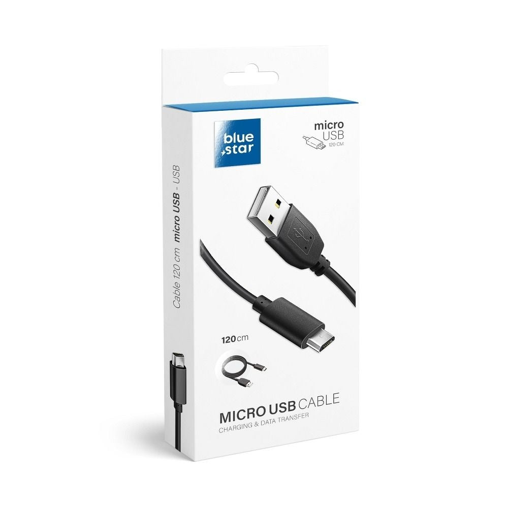 BLUE STAR LITE кабел 3A USB A до Micro USB 1,2 м черно