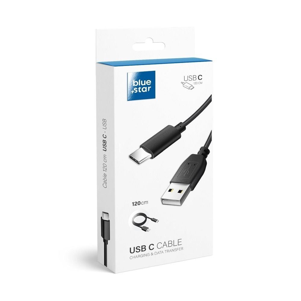 BLUE STAR LITE кабел 3A USB A до Type C 1,2 м черно