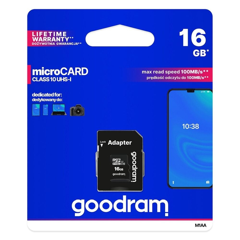 GOODRAM карта памет microSD 16GB 100 MB/s клас 10 UHS I с адаптер SD