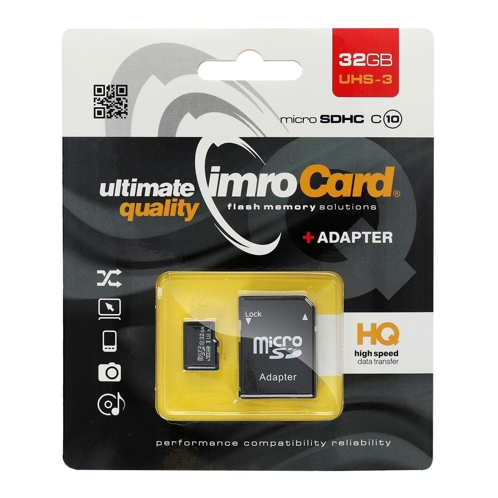 IMRO карта памет microSD 32GB 100MB/s клас 10 UHS 3 с адаптер SD