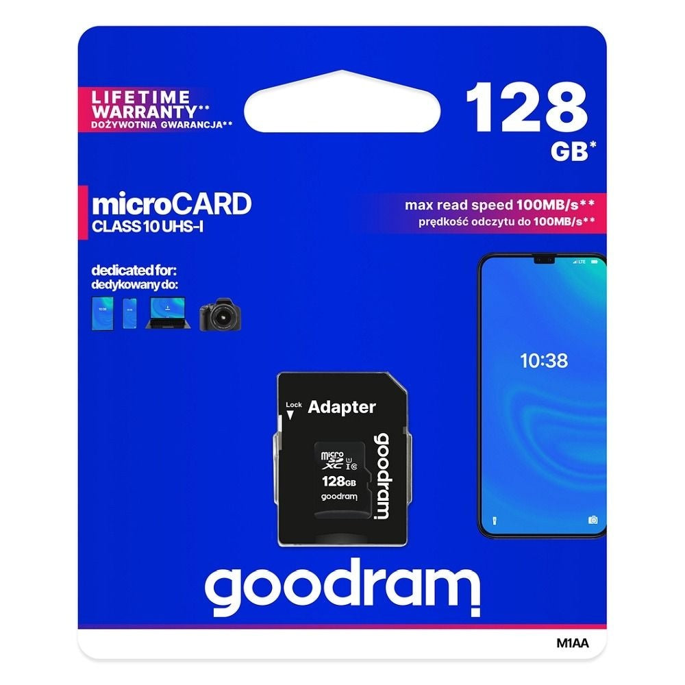 GOODRAM карта памет microSD 128GB 100MB/s клас 10 UHS I с адаптер SD