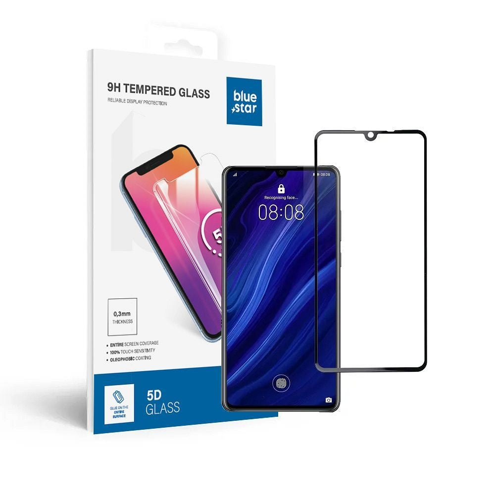 Стъклен протектор Blue Star - HUA P30 (full glue/small size) - черен Tempered Glass Blue Star