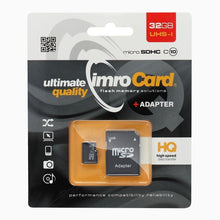 Заредете изображение във визуализатора на галерията – IMRO карта памет microSD 32GB 100MB/s клас 10 UHS I с адаптер SD
