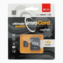 Заредете изображение във визуализатора на галерията – IMRO карта памет microSD 8GB 100MB/s клас 10 UHS I с адаптер SD
