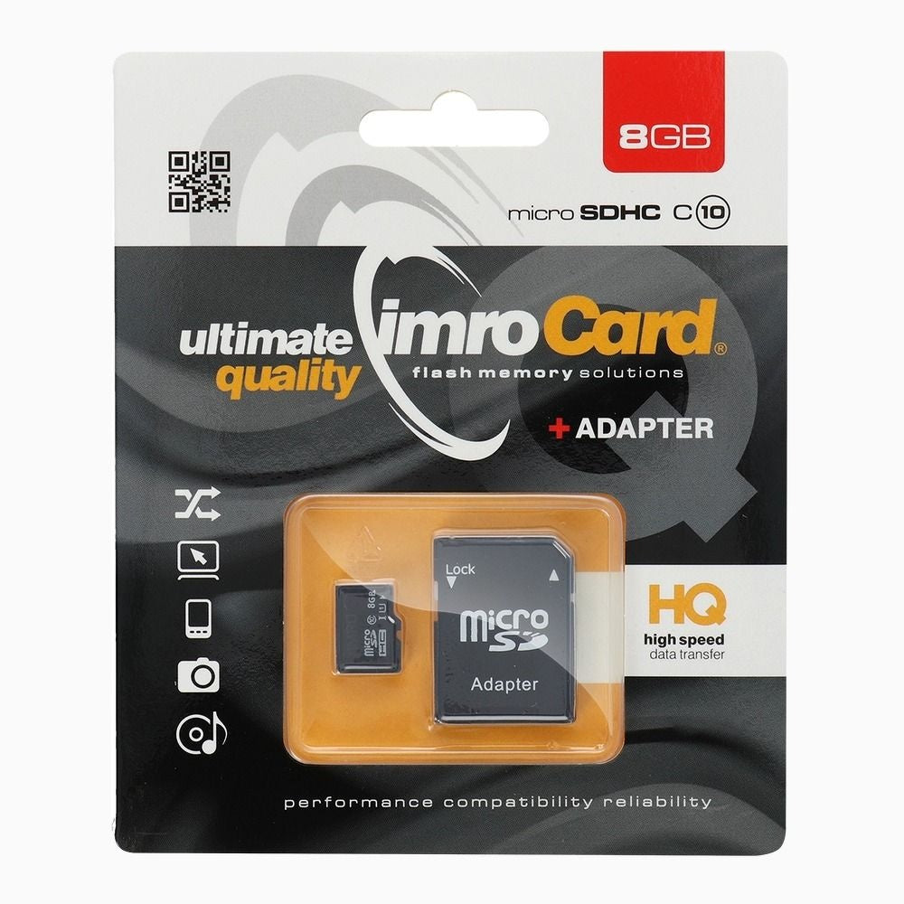 IMRO карта памет microSD 8GB 100MB/s клас 10 UHS I с адаптер SD