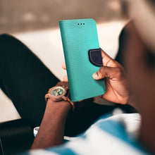 Заредете изображение във визуализатора на галерията – Калъф тип книга FANCY за SAMSUNG Galaxy J5 2016mint/navy
