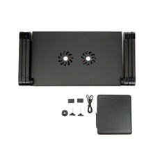 Заредете изображение във визуализатора на галерията – Desk for laptop uniwersal adjustable with cooling yl-803 black
