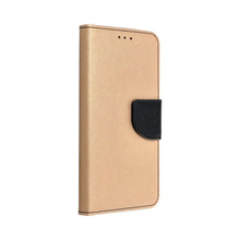 Заредете изображение във визуализатора на галерията – Калъф тип книга FANCY за XIAOMI Redmi 9A златист / черен
