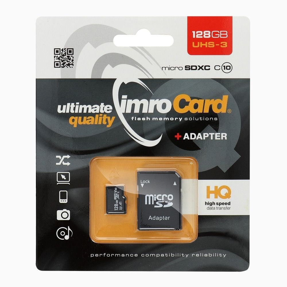 IMRO карта памет microSD 128GB 100MB/s клас 10 UHS 3 4K с адаптер SD