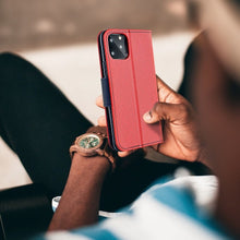 Заредете изображение във визуализатора на галерията – Калъф тип книга FANCY за SAMSUNG A22 4G червен / тъмно син
