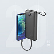 Външна батерия Veger C20 (W2047 / W2059) 20000 mAh с вградени кабели Micro-USB / Type C / Lightning - черна
