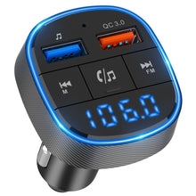 Заредете изображение във визуализатора на галерията – FM bluetooth предавател 5.0 + TF четец на карти + 2 x USB A QC3.0 BC57 черен
