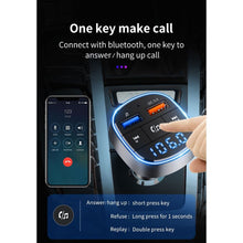 Заредете изображение във визуализатора на галерията – FM bluetooth предавател 5.0 + TF четец на карти + 2 x USB A QC3.0 BC57 черен

