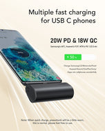 Външна батерия Veger PlugOn (W0556/V0556) PD QC3.0 3A 20W 5000 mAh с вграден конектор Type C - черна