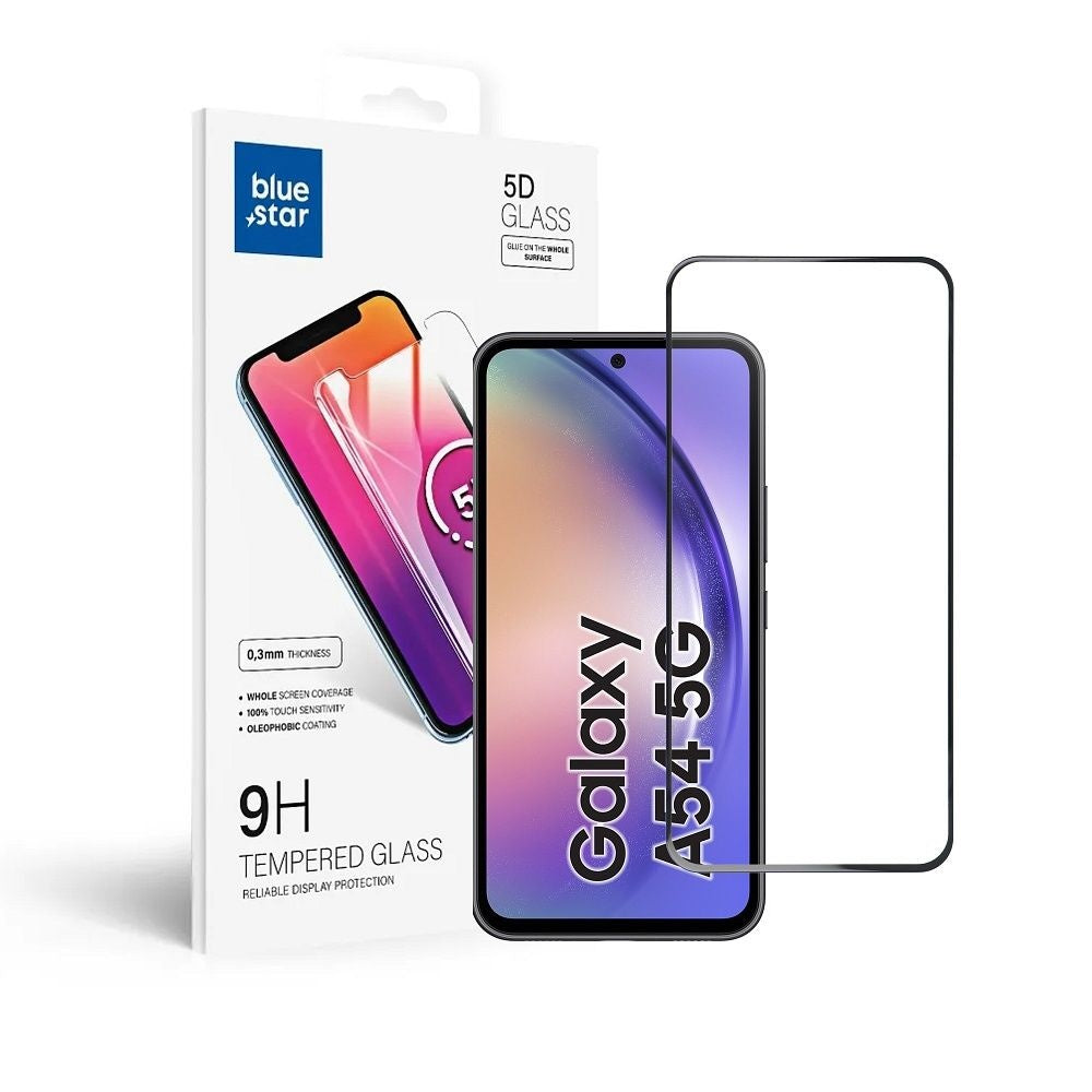 Стъклен протектор Blue Star за - SAMSUNG A54 5G Full Face (full glue with frame/small size) - черен Tempered Glass