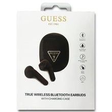 Заредете изображение във визуализатора на галерията – Bluetooth слушалки стерео TWS GUESS с докинг станция GUTWST82TRK (Triangle Logo / черно)
