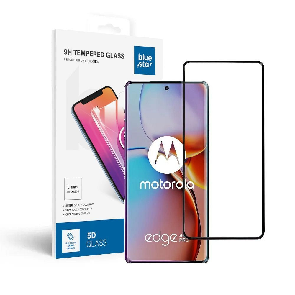 Стъклен протектор Blue Star - Motorola Edge 40 Pro - черен Tempered Glass Blue Star