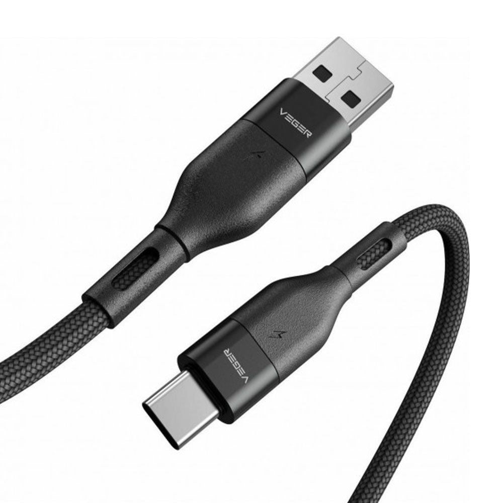 VEGER кабел USB A към Type C PD 5A 100W AC03 1,2 м черен