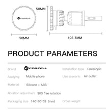 Заредете изображение във визуализатора на галерията – FORCELL F-Grip MagElite стойка за кола за телефон за вентилационен отвор магнитна черна
