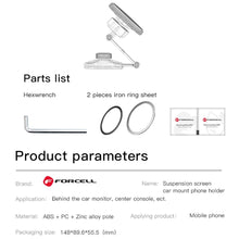 Заредете изображение във визуализатора на галерията – FORCELL F-Grip IronSecure стойка за кола за телефон за предно стъкло/централна конзола съвместима с MagSafe черна
