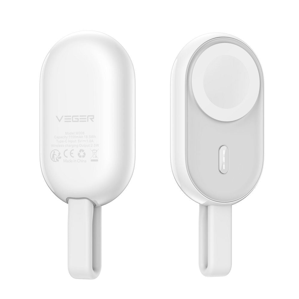 VEGER преносима батерия 1200 mAh за часовник, съвместима с Apple Watch Pomme (W0102) бяла