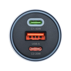 Зарядно за кола Forcell F-Energy Alu 2 x USB C + USB A QC4.0 PD SFC2.0 4,5A 65W - сиво