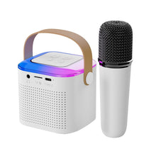 Заредете изображение във визуализатора на галерията – Говорител bluetooth Mini + безжичен микрофон LED Y1 бял
