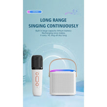 Заредете изображение във визуализатора на галерията – Говорител bluetooth Mini + безжичен микрофон LED Y1 бял

